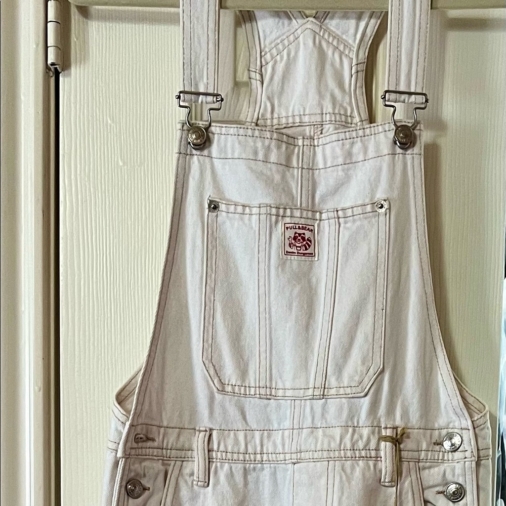 Pull&Bear white denim overalls, NWT, size S